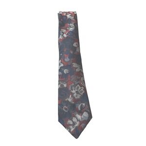 Elaan Necktie One Size Navy Blue Burgundy Floral Tapestry‎ Vintage Made in USA